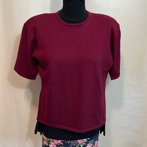 1980s Wool Short-sleeve Padded Shoulder Sweater